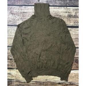 Thomas Burberry Sweater Mens Small Lambswool Turtleneck Embroidered Pullover